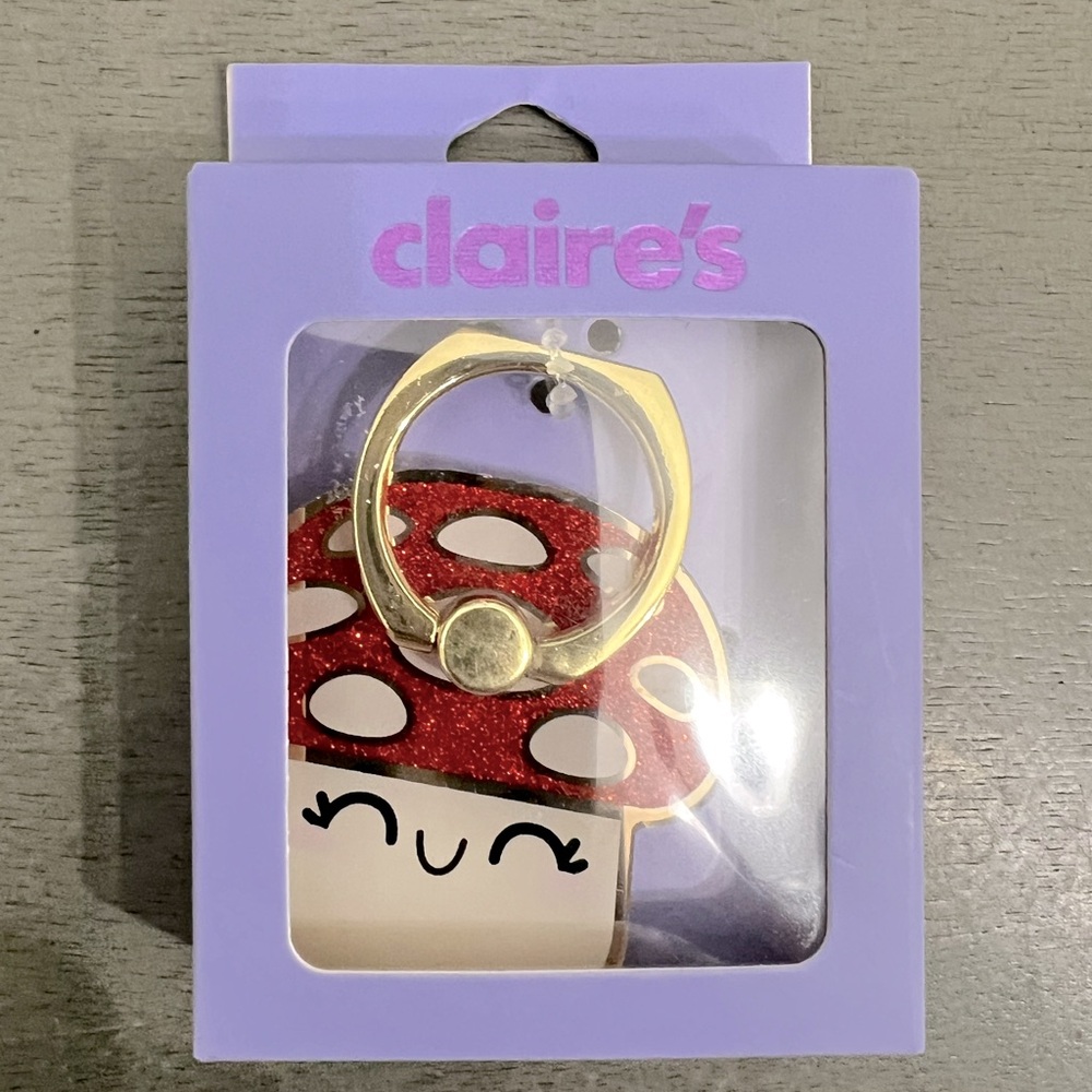 Claire's NWT Sparkly Red Mushroom Phone Grip